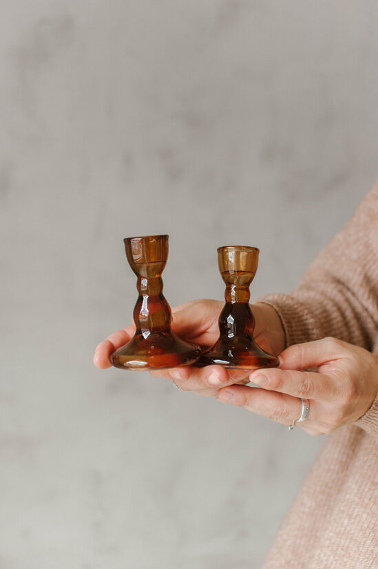 Üveg Gyertyatartó Szett