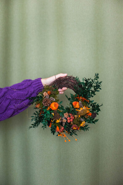 OOAK / Green Tangerine Harmony Wreath